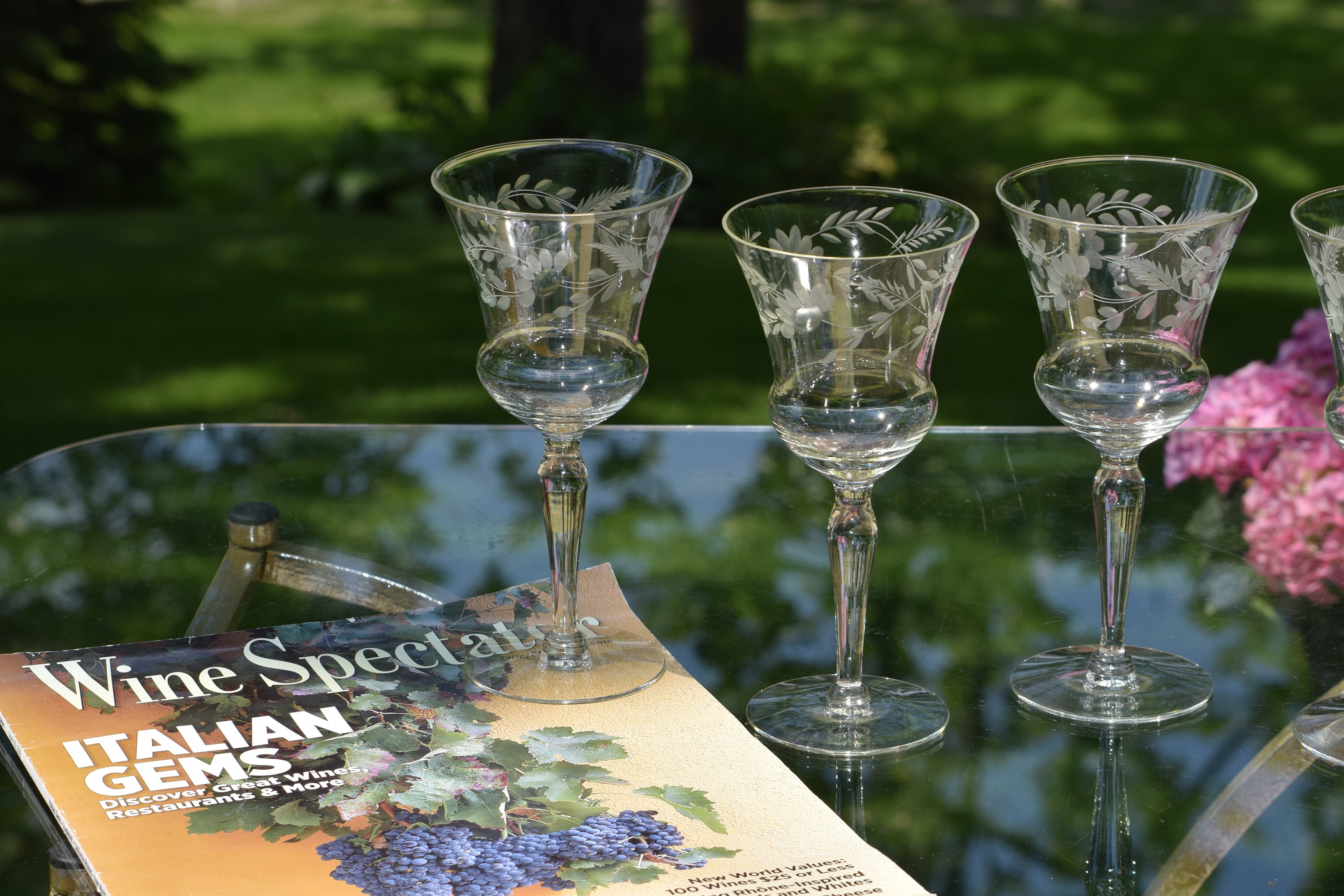 Engraved Wine Glasses - Set of 4, Vintage Vine Design – Frill