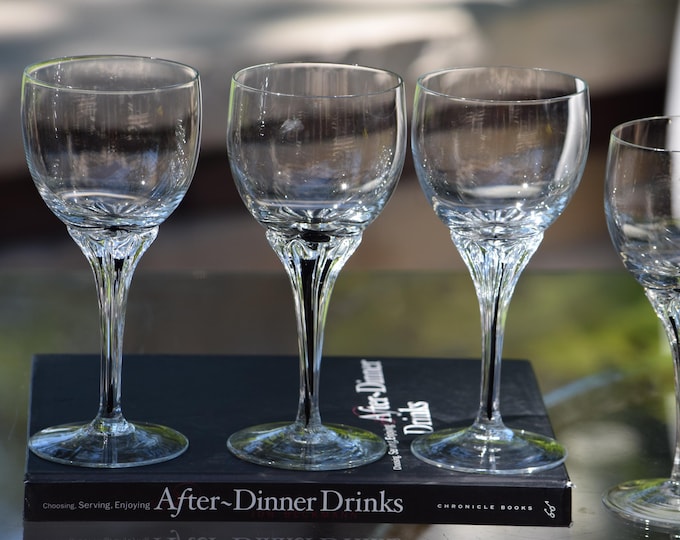 Vintage Crystal Wine Glasses with Blown Stem - Belfor, Exquisite,  Set of 5, Vintage Dessert - Port Wine Glasses, 5 oz.