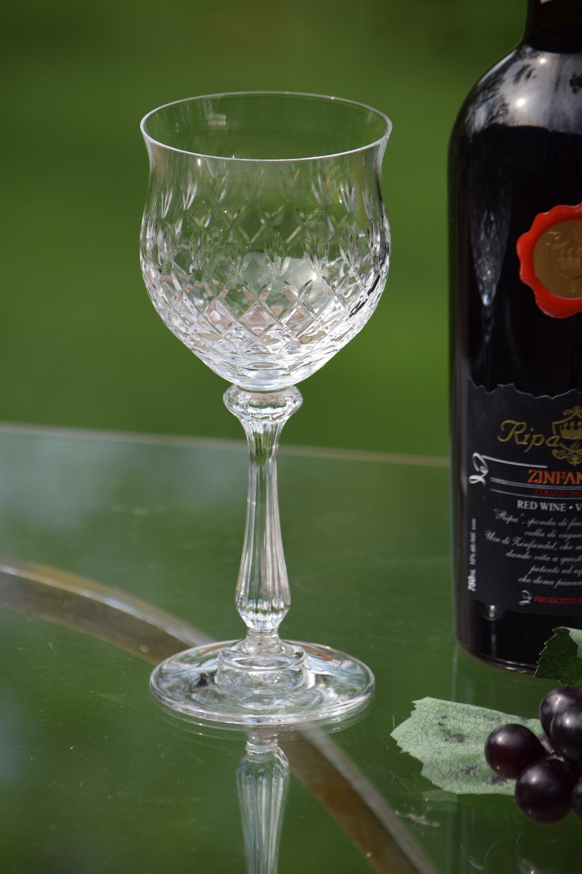 Vintage Crystal Cut Wine Glasses Set of 3, Vintage Crystal Water