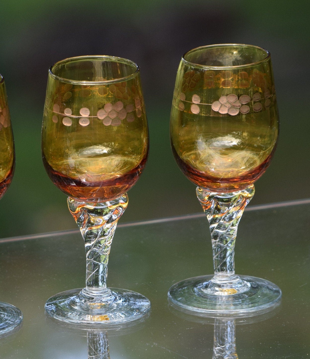 Vintage Etched Port Wine, Liquor Cordial Glasses, Set of 5, Vintage