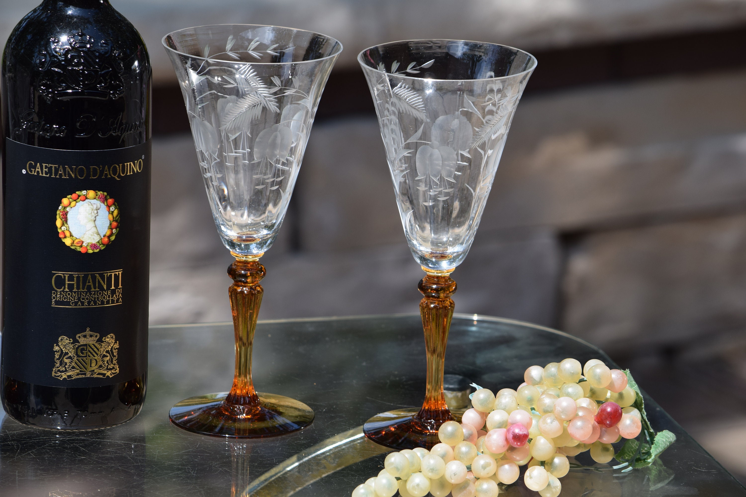 6 Vintage Rose Etched Wine Glasses, circa 1950's, Vintage Etched Wine  Glasses, Wedding Toasting Glasses, Vintage Wedding Glassware