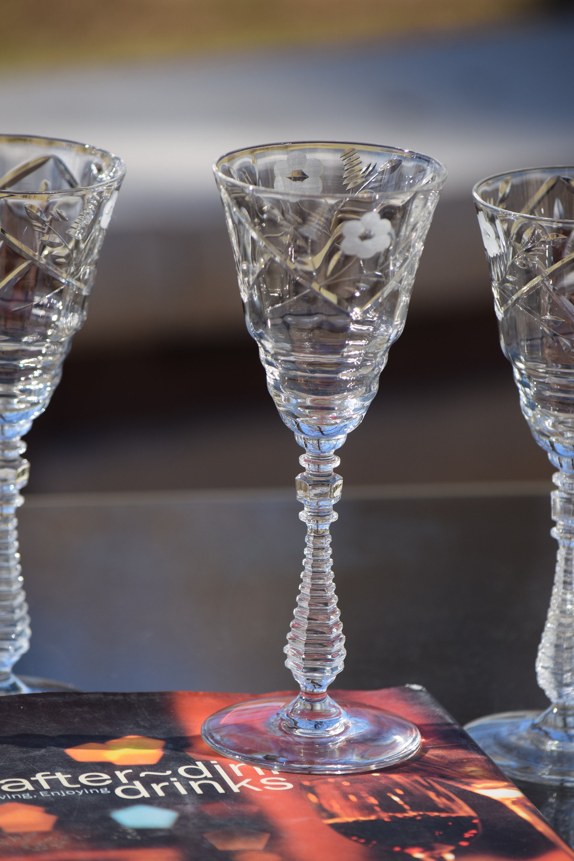 4 Vintage Etched Wine Glasses, 1950's Rock Sharpe After Dinner Drink 5-6 Oz  Liqueur Wine Glasses, Dessert Wine Glasses, White Wine Glasses 