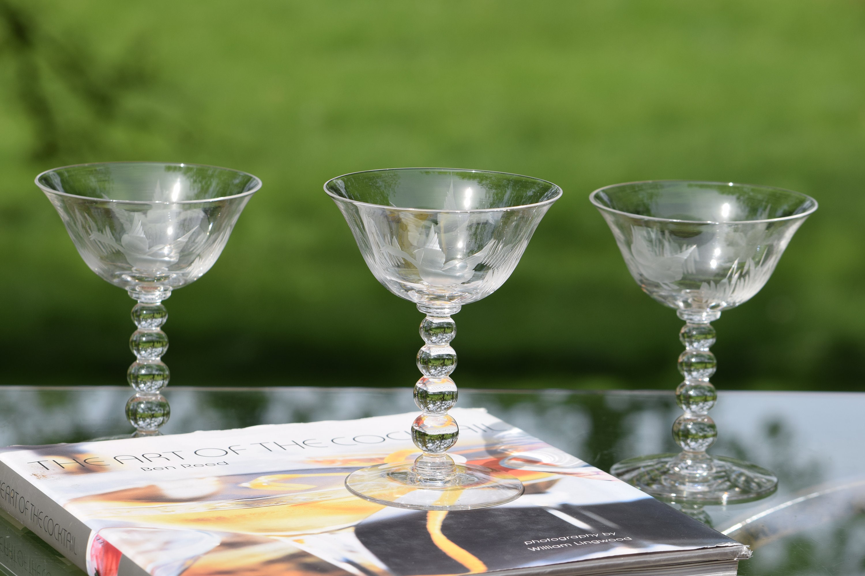 6 Vintage Cocktail - Martini Glasses, Candlewick, circa 1950's