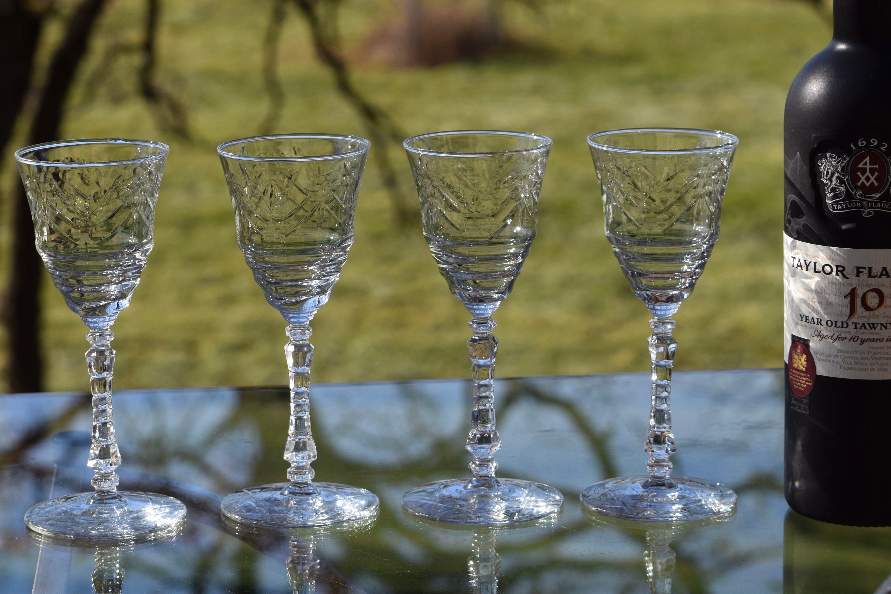 4 Vintage Etched Wine Glasses, 1950's Rock Sharpe After Dinner Drink 5-6 Oz  Liqueur Wine Glasses, Dessert Wine Glasses, White Wine Glasses 