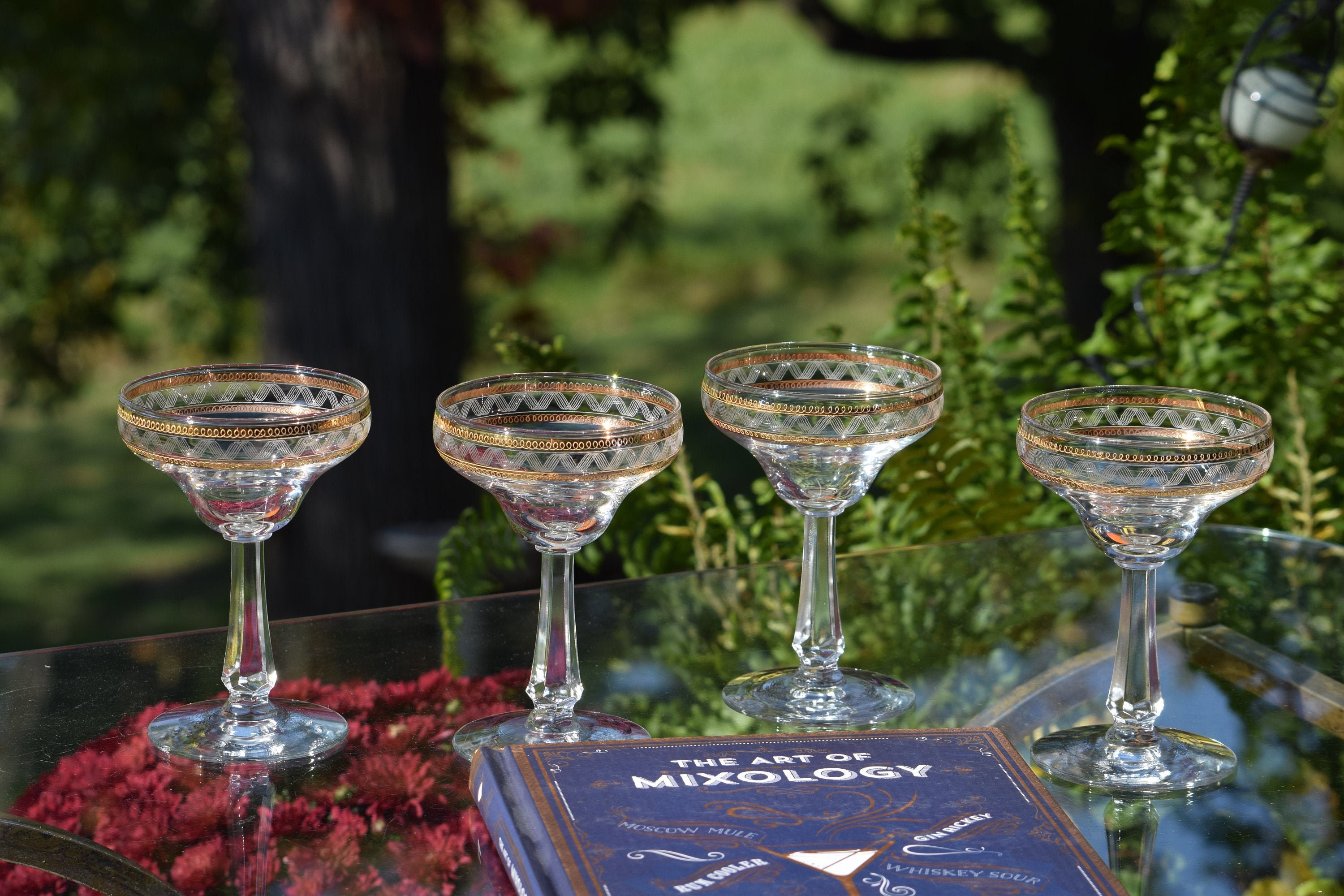 Vintage Champagne Coupe Glasses, Set of 4