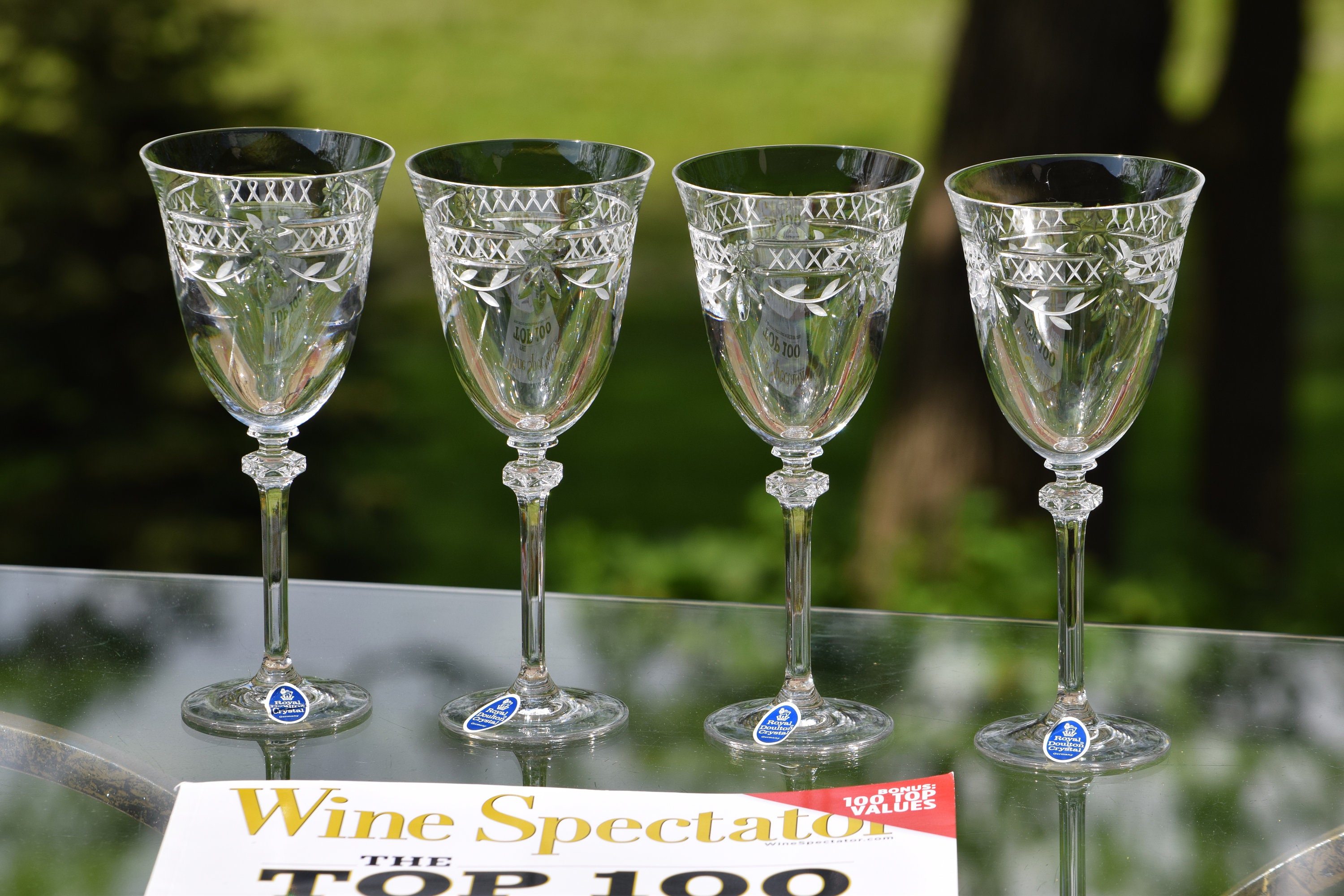 Vintage Wine or Water Goblets by Newton Crystal Co. Hand Blown Tall St –  Anything Discovered