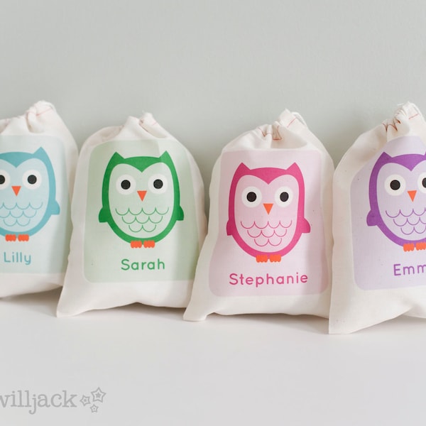 Owl Favor Bag, Owl Party Favor Bags, Owl Personalized Favor Bags, Owl Party Favors, Owl Birthday Party Favor Bags, Owl Party