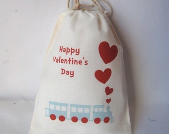 Valentine Gift Bags, Valentine Favor Bag, Valentine Train Bag, Train Valentine Day Favor Bag, Party Favor Bag,