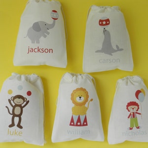 Circus Favor bags, Circus Personalized Favor Bags, Carnival Circus Party, Circus Friends Party Favors, Circus Birthday Bags, Circus Carival image 1