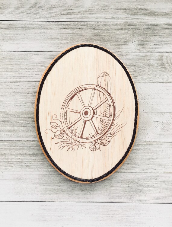 Western Wagon Wheel Wall Decor Balsa Wood Embroidery Art Etsy