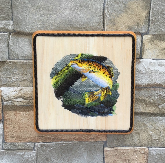 Brown Trout Fly Fishing Wall Decor, Gift for Him, Lodge Decor, Balsa Wood  Embroidery Art 