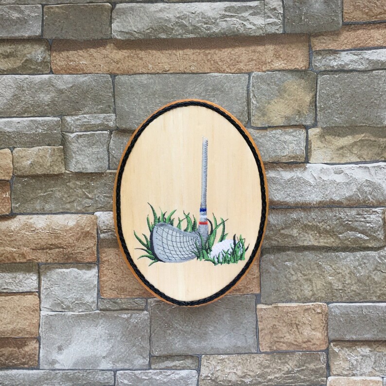 Golf Wall Decor Gift for Golfer Balsa Wood Embroidery Art Etsy