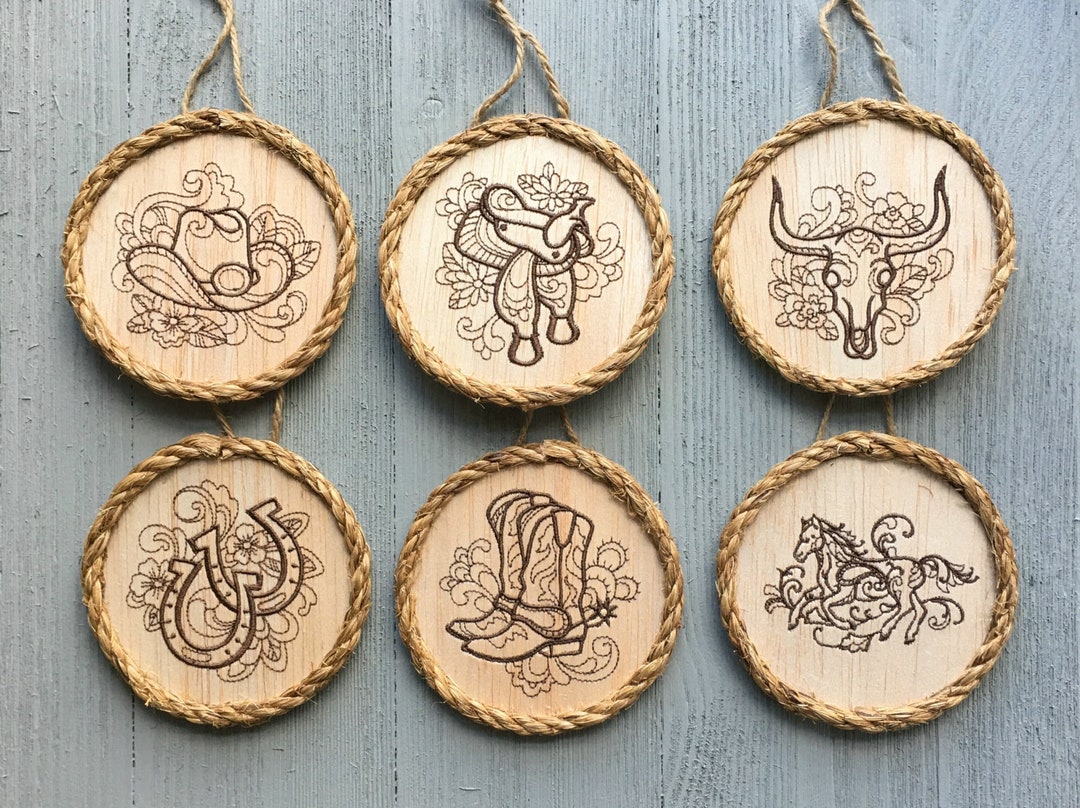 Cowboy Ornaments, Set of 6, Country Western Theme Tree Decorations