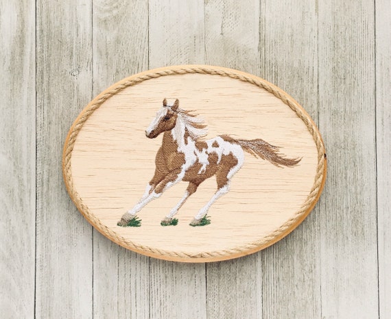 Western Paint Horse Wall Decor Cowgirl Bedroom Decor Horse Lover Gift Balsa Wood Embroidery Art