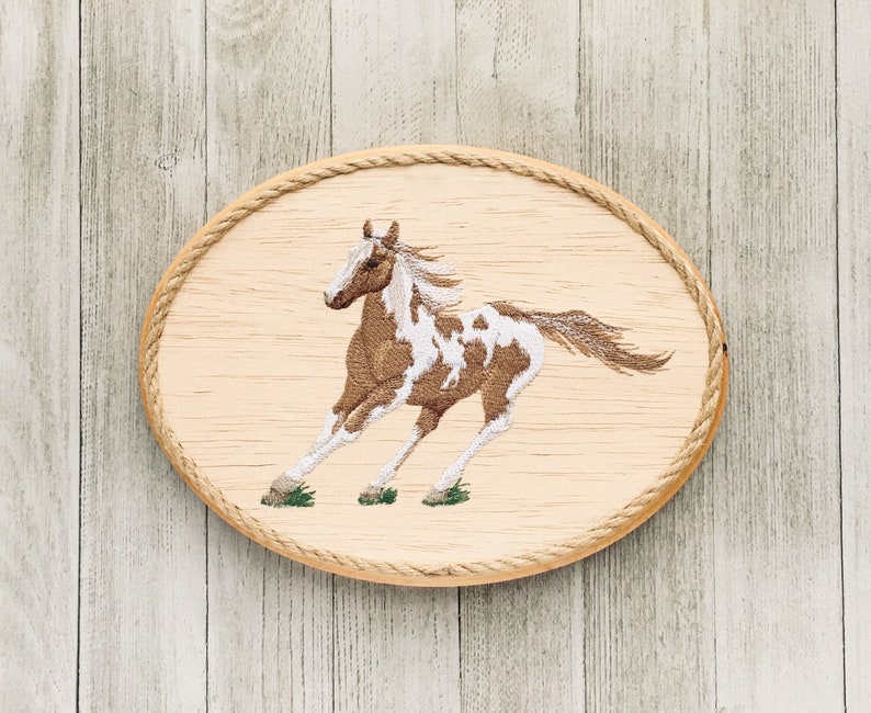 Western Paint Horse Wall Decor Cowgirl Bedroom Decor Horse Lover Gift Balsa Wood Embroidery Art