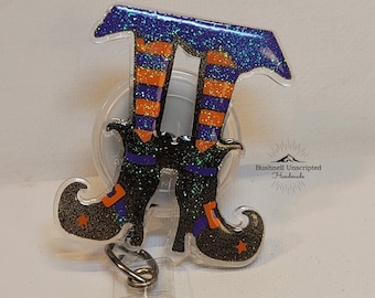 Witch Feet Acrylic Badge Reel Pin Halloween Autumn