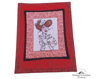 She's An Angel with a Stethoscope - Red Haired Nurse Mini Quilt