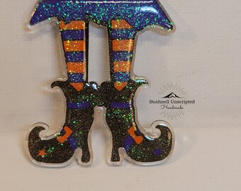 Witch Feet Acrylic Badge Reel Pin Halloween Autumn