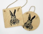 Wild Rabbit Wooden Plaque