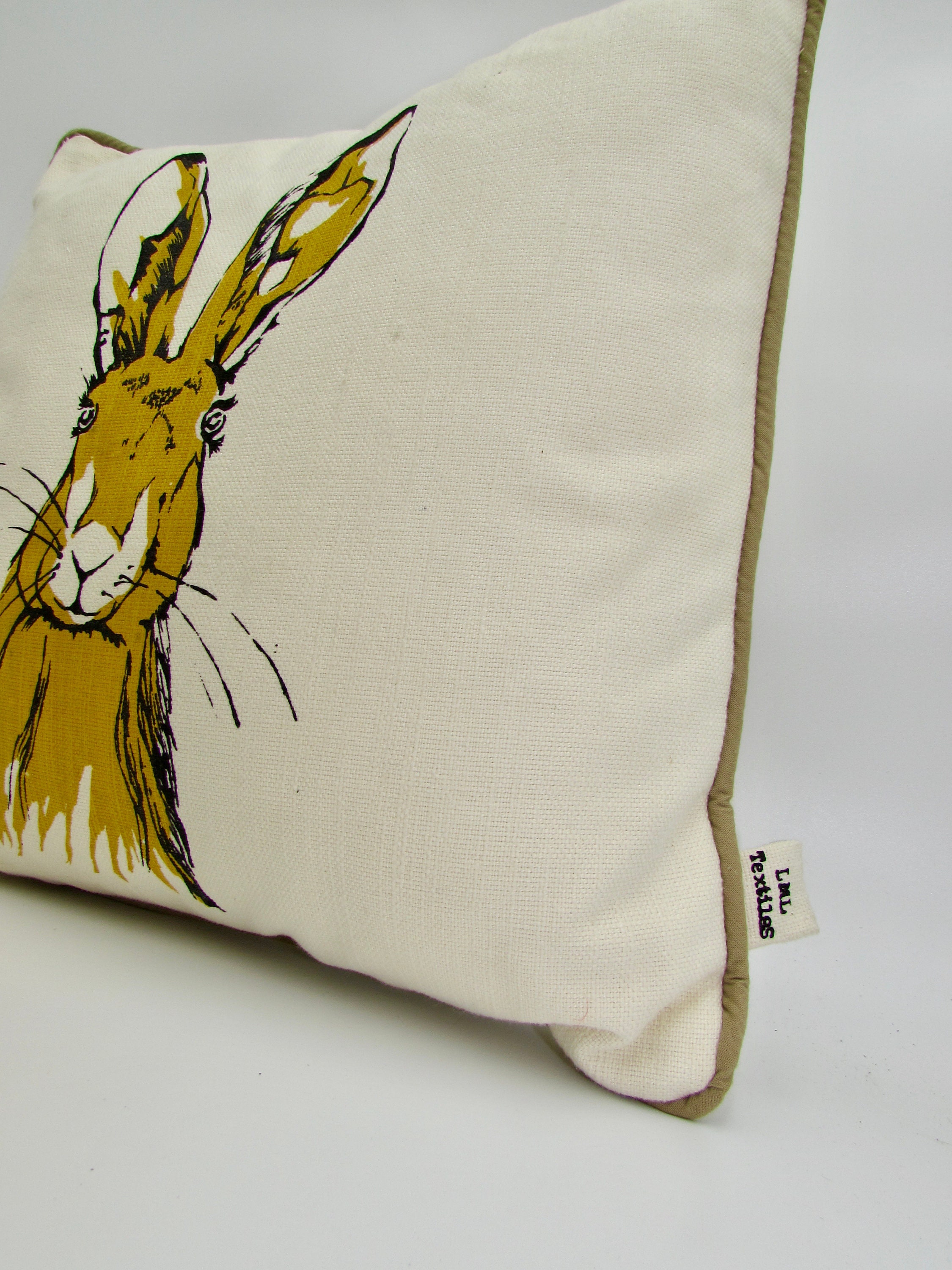 Screen Printed Hare Cushion / Hare Cushion / Animal Cushion / Hare