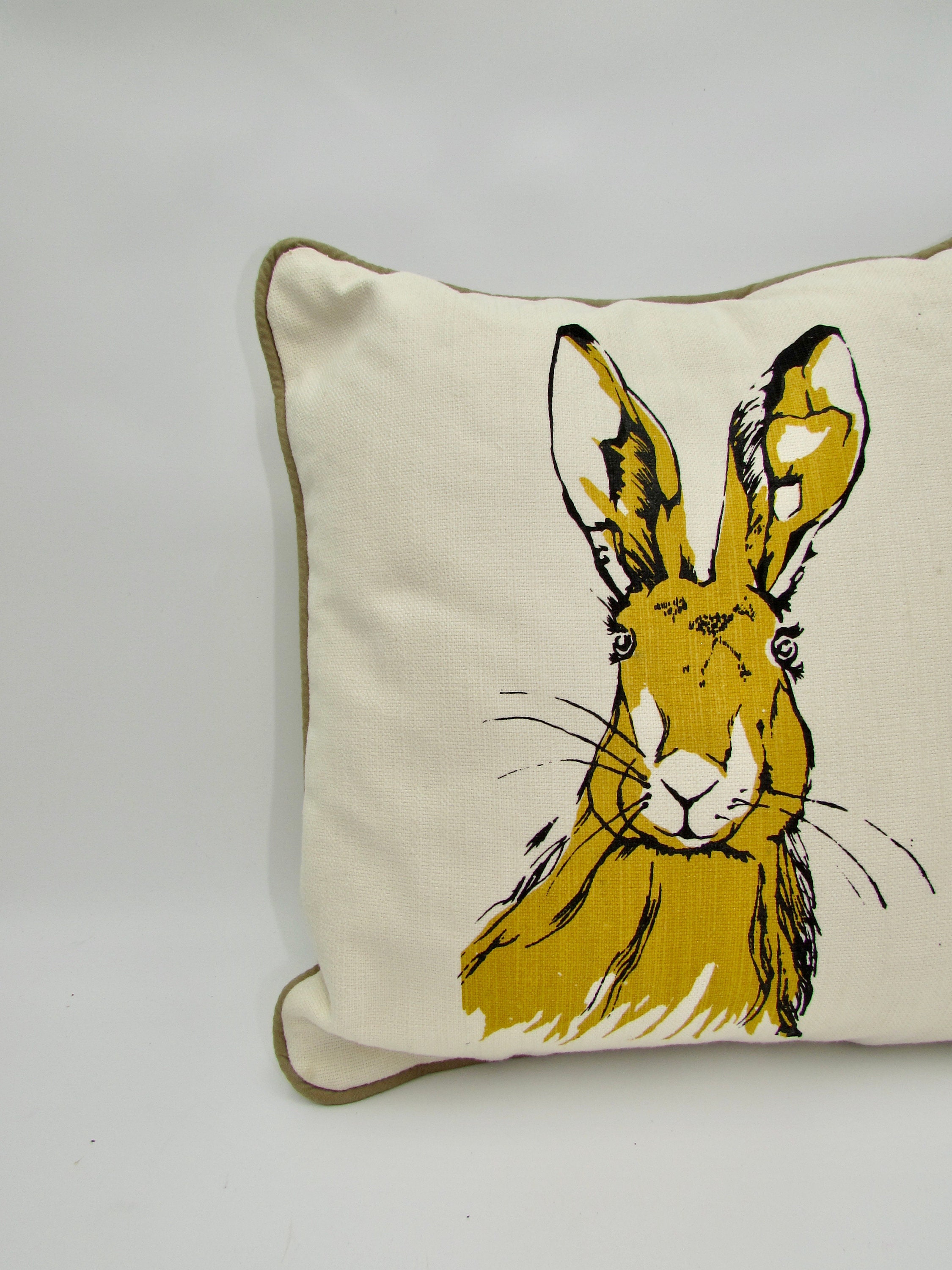 Screen Printed Hare Cushion / Hare Cushion / Animal Cushion / Hare