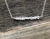 Herkimer Diamond Bar Necklace, Gemstone Beaded Necklace, Choker Necklace