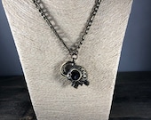 Bronze Elephant Pendant Necklace, Diffuser Necklace, Lava Bead Necklace