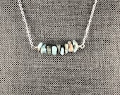 Larimar Bar Necklace, Choker Necklace, Gemstone Necklace