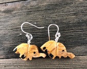 Carved Wood Elephant Earrings