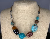 TQ Agate Jasper Necklace, Gemstone Mix Necklace, Eclectic Necklace