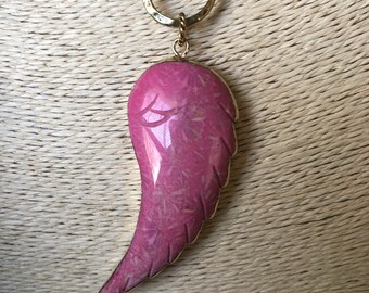 Pink Coral Fossil Necklace, Angel Wing Necklace, Gemstone Necklace, Remembrance Necklace