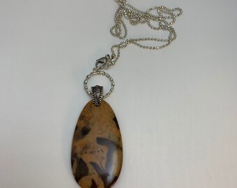 Giraffe Jasper Pendant Necklace, Gemstone Pendant Necklace