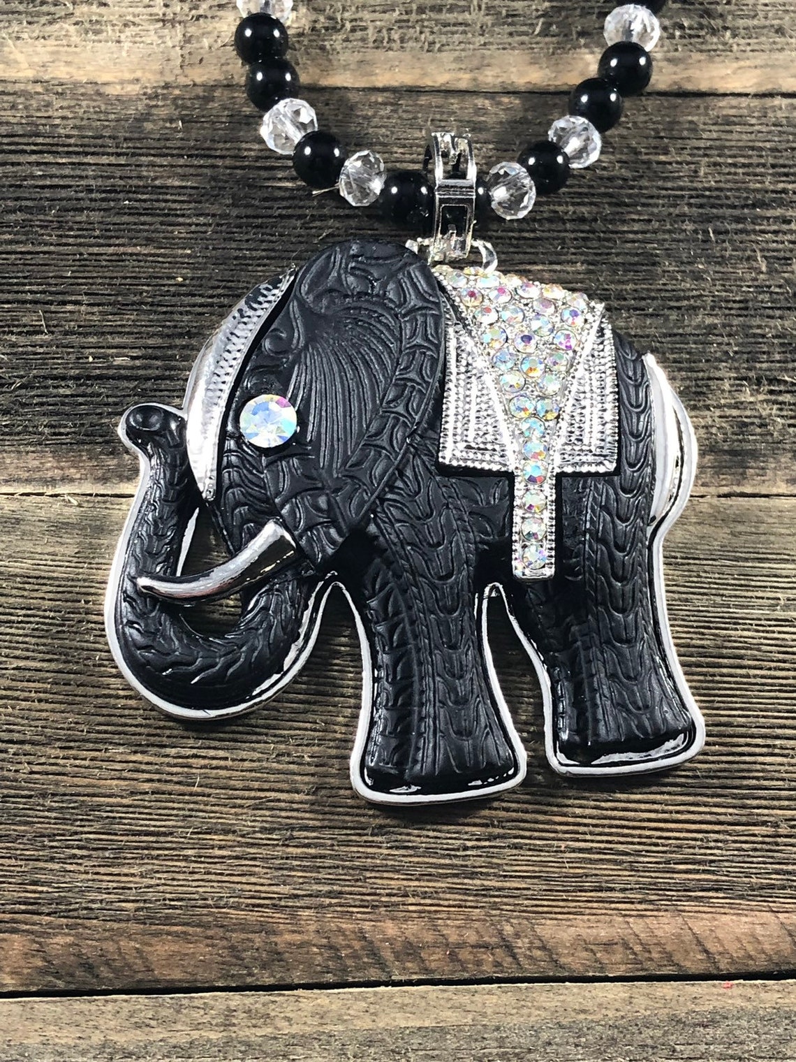 Elephant Pendant Necklace Black Onyx Elephant Necklace Etsy