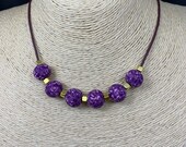 Layer Necklaces, Valentine Necklaces, Pink, Red, or Purple Necklaces, Polymer Clay Beads on Leather, Adjustable Length Necklaces