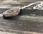 Coral Fossil Gemstone Pendant, Boho Chic Necklace