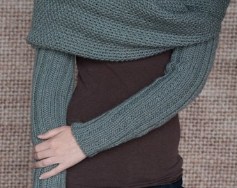 Knitting Pattern Sleeve Scarf Sweater Wrap Instant Download