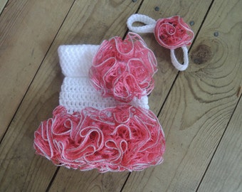 Crochet Pattern - Set - Newborn Ruffle Dress & Matching Headband Pattern