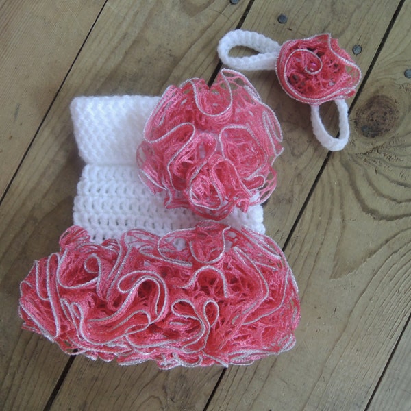 Crochet Pattern - Set - Newborn Ruffle Dress & Matching Headband Pattern