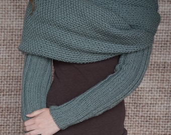 Knitting Pattern - Sleeve Scarf Sweater Wrap - Instand Download PDF