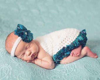 Crochet Pattern - Newborn Ruffle Dress & Matching Headband Pattern