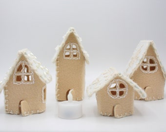 winter village, house shaped flameless candle cover