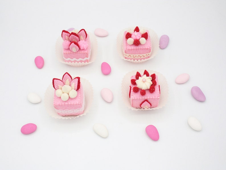 Felt Food Mini Fake Cakes Set of 4 Etsy
