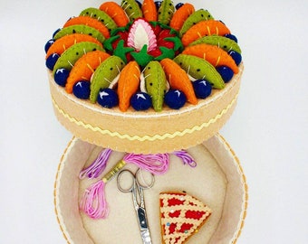 fake fruit cake sewing supplies box