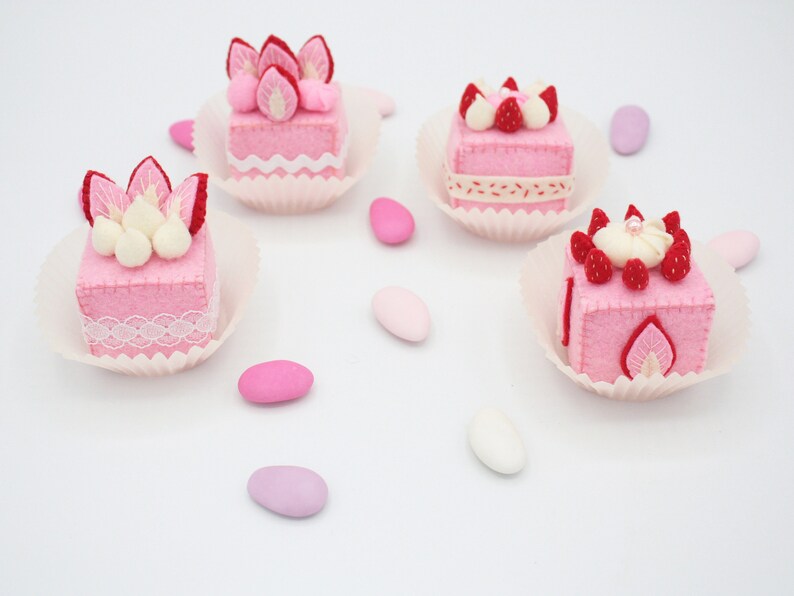 Felt Food Mini Fake Cakes Set of 4 Etsy