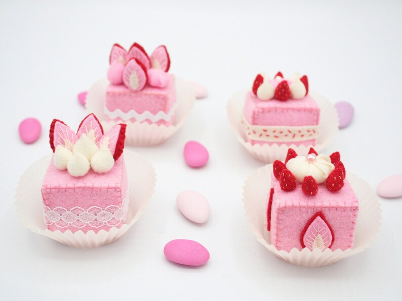 Felt Food Mini Fake Cakes Set of 4 Etsy