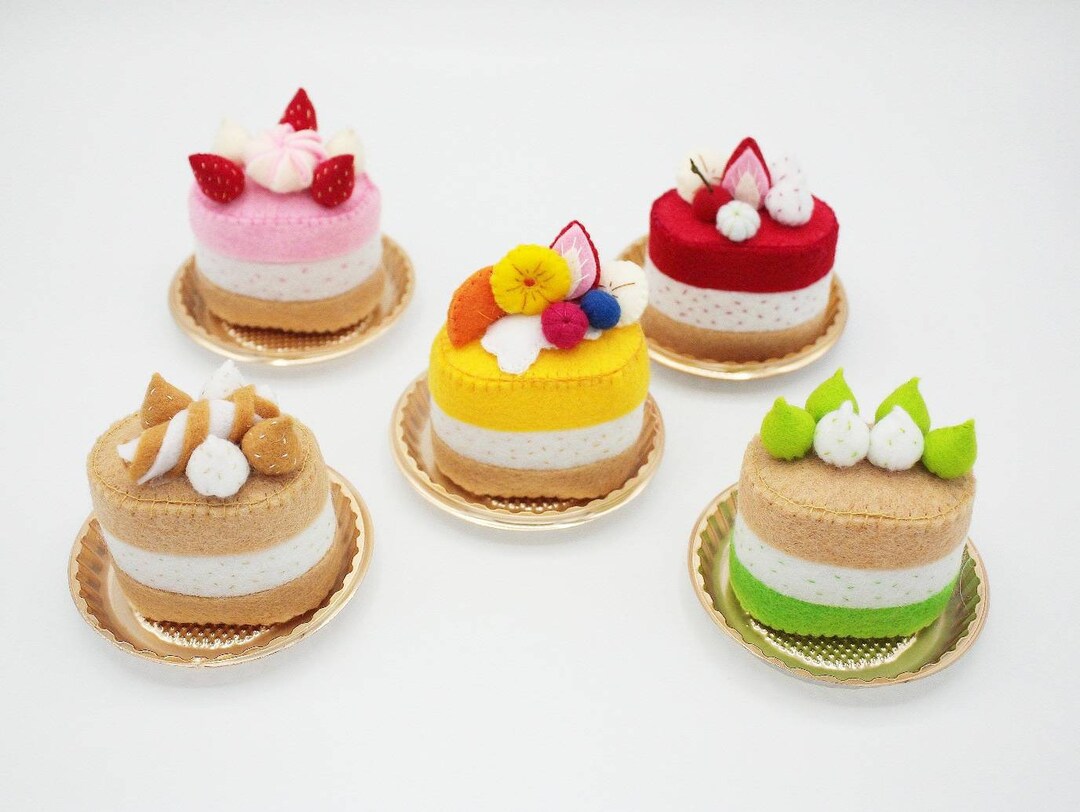 Mini Fake Cakes Set of 5, Felt Food Etsy