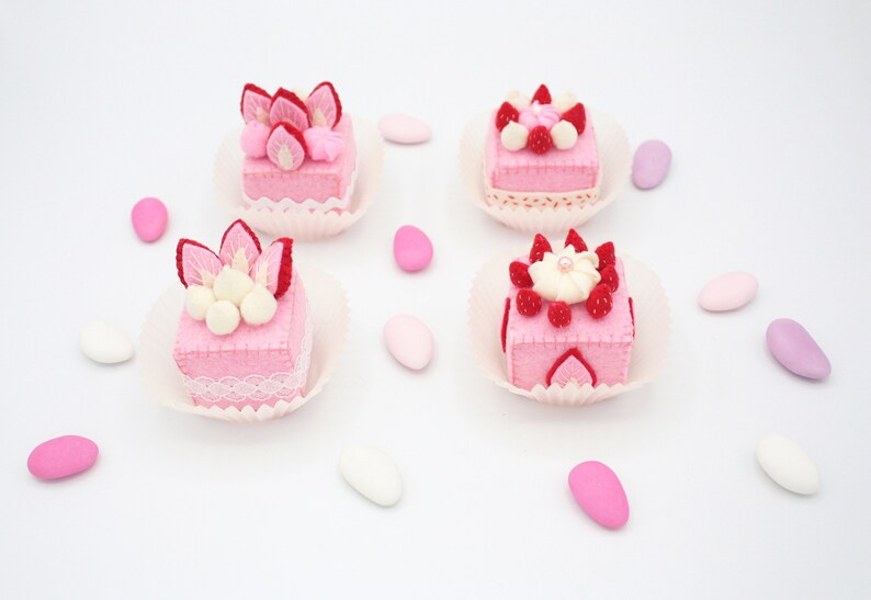 Felt Food Mini Fake Cakes Set of 4 Etsy