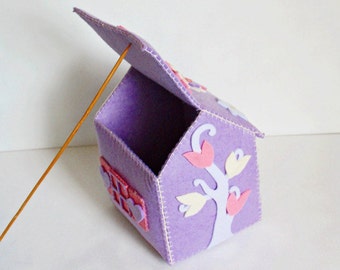 scatola di feltro a forma di casa, organizzatore di giocattoli