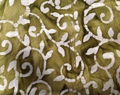 Fabric, batik fabric, indian fabric, fabric by the yard, green leaf print, one yard or more