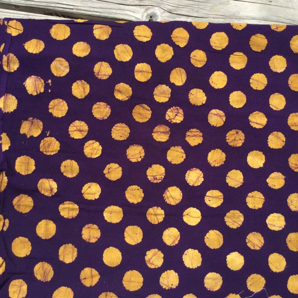 Fabric remnant,  batik, purple and gold fabric, bubble batik, fabric from India, embossed fabric